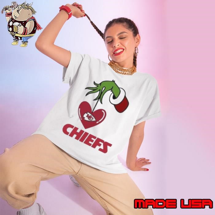 Kansas City Grinch Heart Christmas 2024 Ladies tee