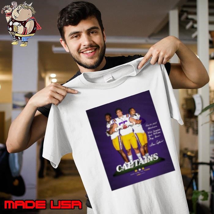 LSU Tigers Captains November 30 2024 Oklahoma Will Campbell Greg Penn III Josh Williams Here Come The Tigers Unisex