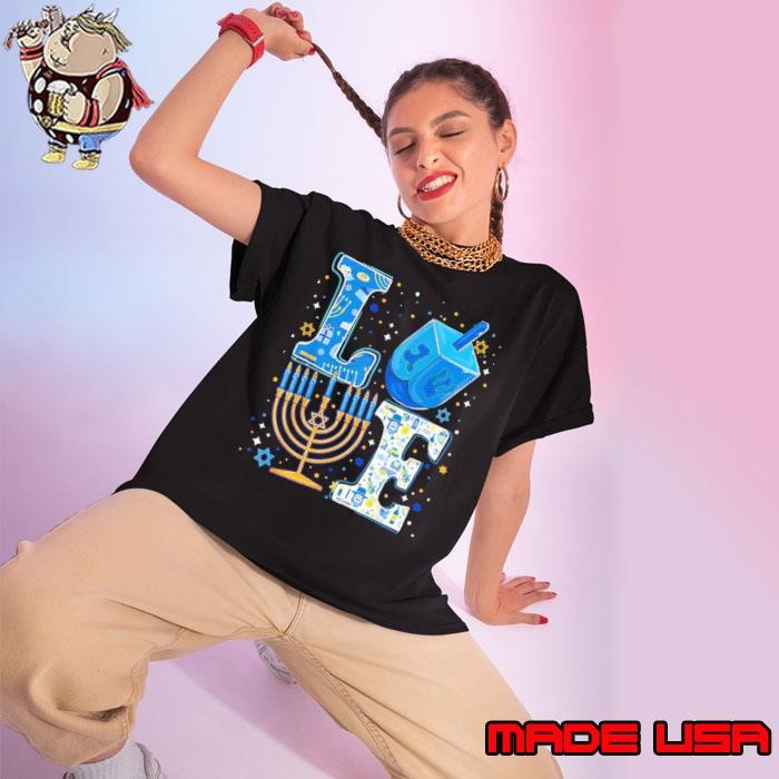 Love Cute Hanukkah Dreidel Menorah Chanukah Jewish Holiday Ladies tee