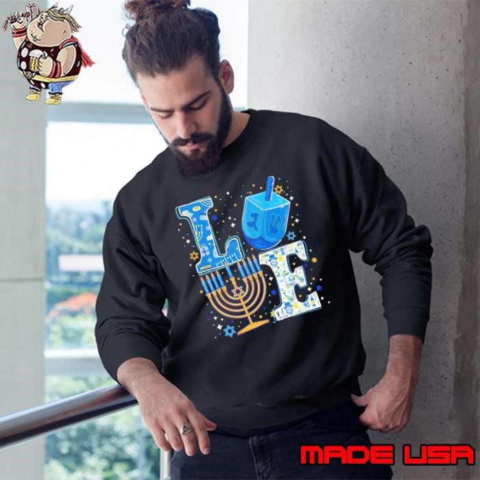 Love Cute Hanukkah Dreidel Menorah Chanukah Jewish Holiday Sweatshirt