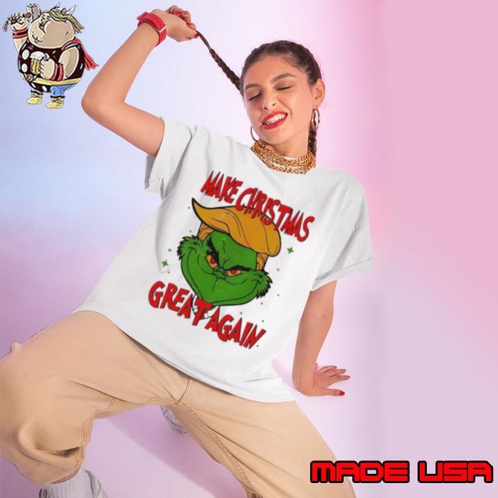 Make Christmas Great Again Trump Grinch big face Ladies tee