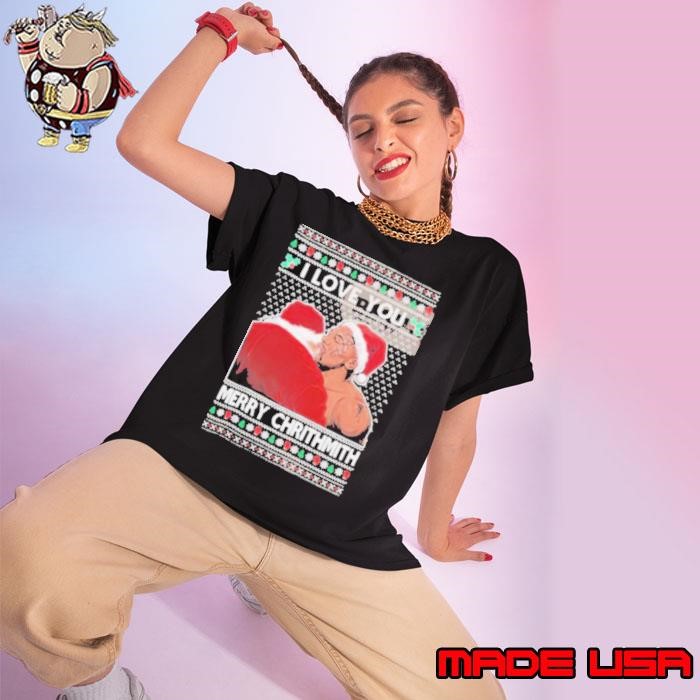 Mike Tyson Kiss Santa I Love You Merry Chrithmith 2024 Ladies tee
