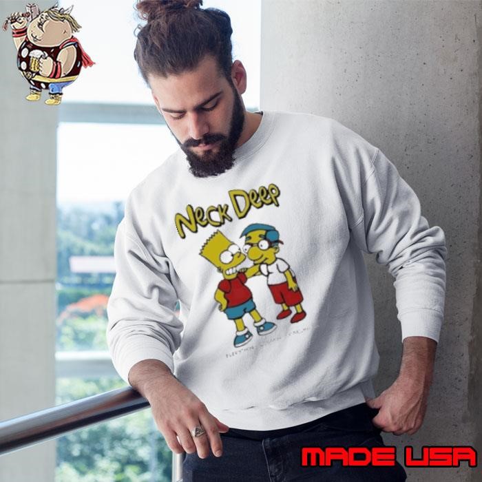 Neck Deep The Simpsons Bart Simpson Putih Everything's Coming Up Milhouse Van Houten Sweatshirt