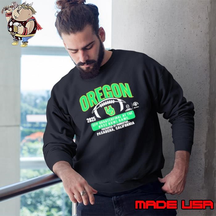 Oregon Ducks Rose Bowl 2024 25 CFP Quarterfinal Black T Sweatshirt
