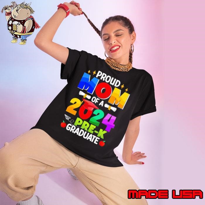 Proud Mom Of A 2024 Pre-K Graduate Graduation Apple Ladies tee