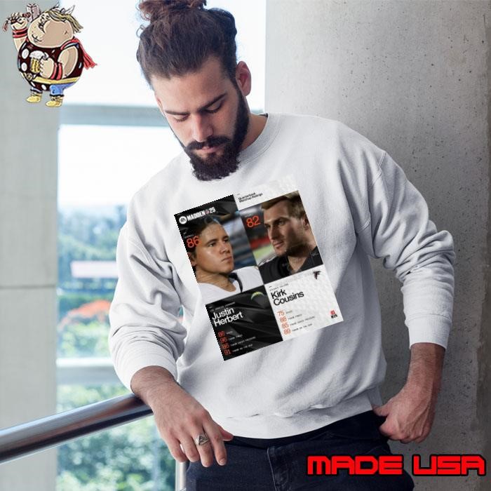 Quarterback Matchup Ratings Madden NFL 25 Los Angeles Chargers Justin Herbert Vs Atlanta Falcons Kirk Cousins Poster Sweatshirt