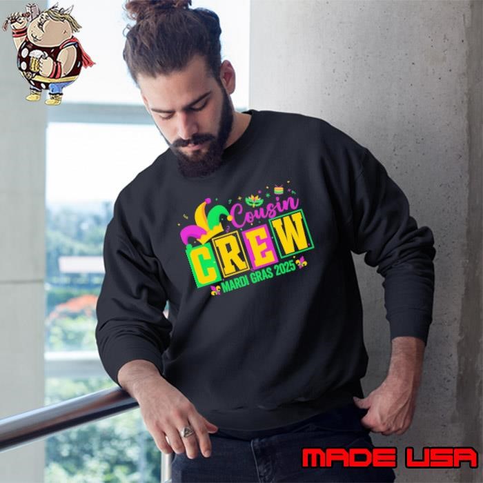 Retro Cousin Crew Mardi Gras 2025 Matching Family Carnival Sweatshirt