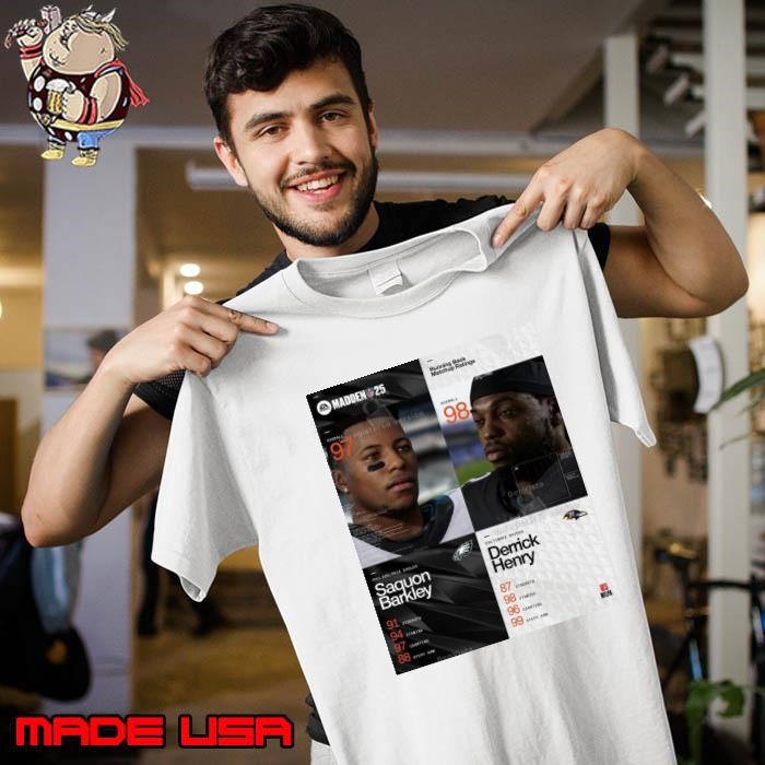 Running Back Matchup Ratings Madden NFL 25 Philadelphia Eagles Saquon Barkley Vs Baltimore Ravens Derrick Henry Poster Unisex