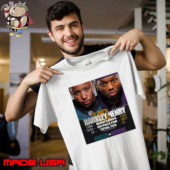 Saquon Barkley Philadelphia Eagles vs. Derrick Henry Baltimore Ravens NFL Record Pace 12 01 2024 Poster Unisex