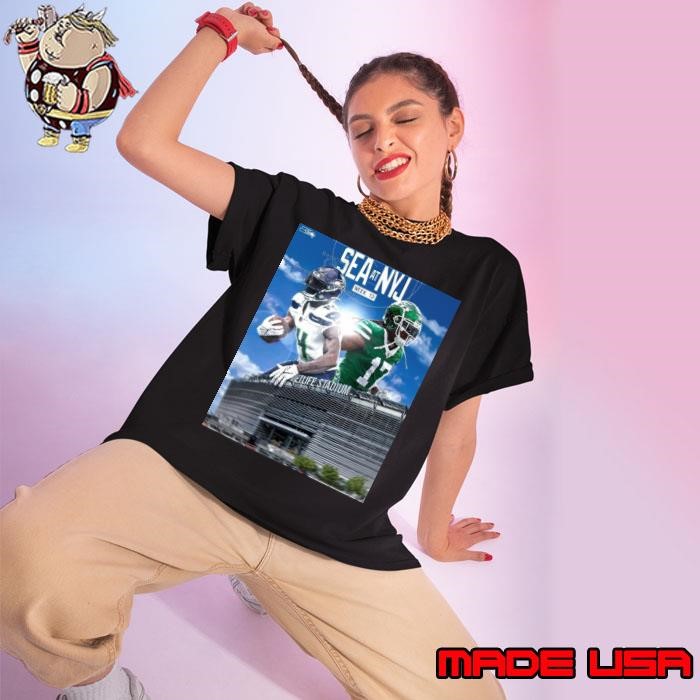 Seattle Seahawks At New York Jets Week 13 Metlife Stadium On The Road Again Poster Ladies tee