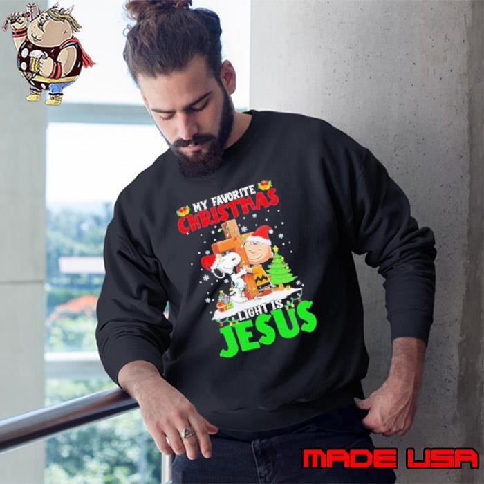 Snoopy Charlie Brown my favorite Christmas light is Jesus Sweatshirt