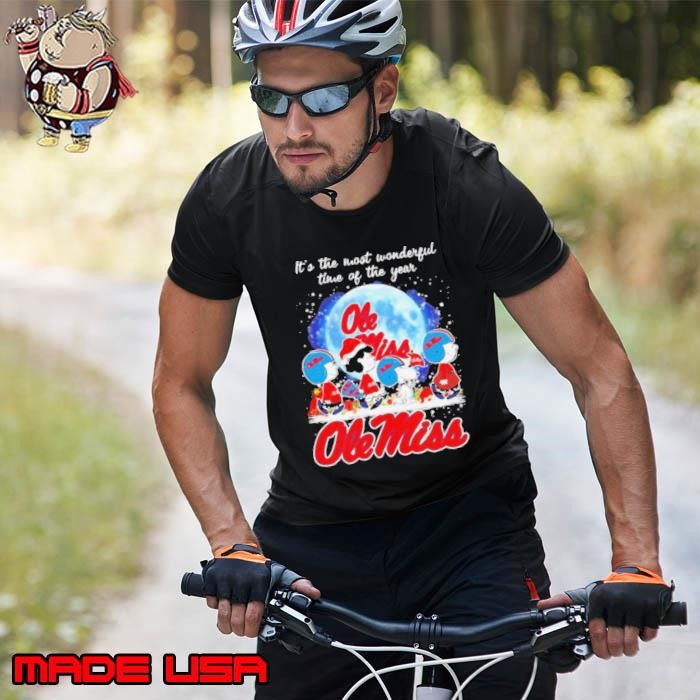 Snoopy Christmas Ole Miss Rebels the most wonderful time of the year Unisex