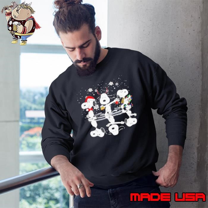 Snoopy Christmas dance snows santa hat Sweatshirt