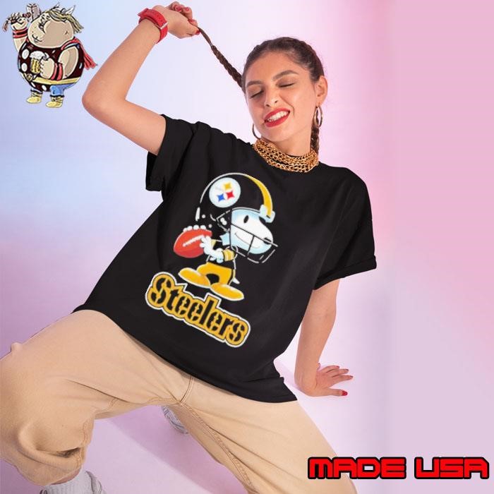 Snoopy Joe Cool Pittsburgh Steelers Football Ladies tee