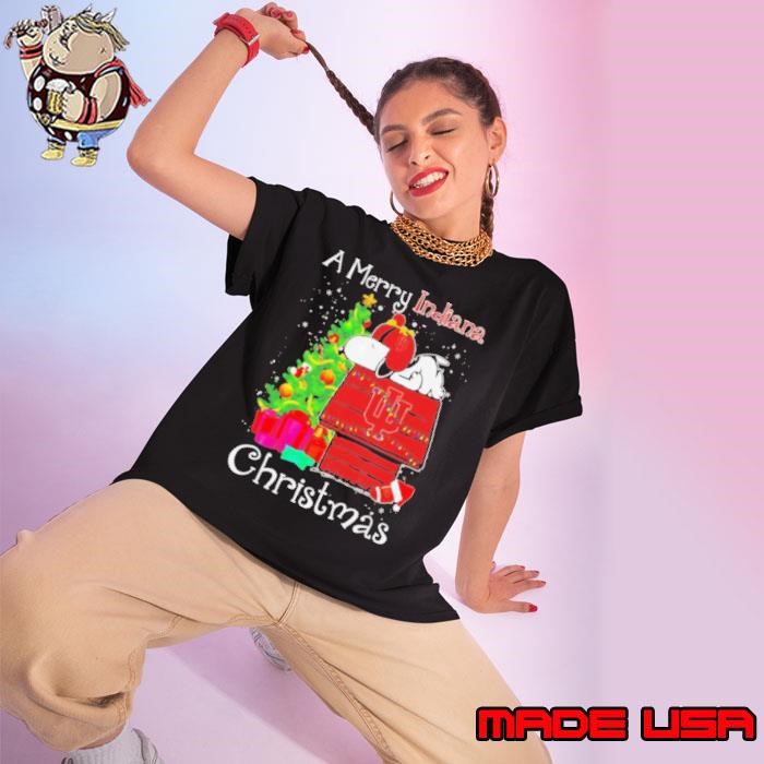 Snoopy a Merry Indiana Hoosiers Christmas Ladies tee