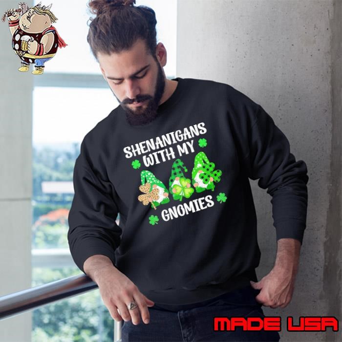 St Patricks day lucky Shamrock gnomes leopard Irish Sweatshirt
