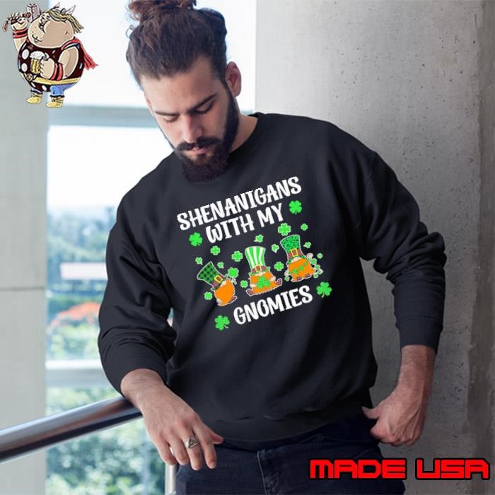 St Patricks day lucky Shamrock leopard gnomes Irish Sweatshirt