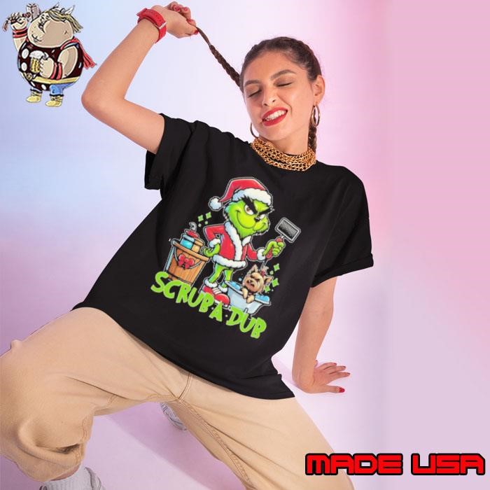 The Grinch Scrub A Dub Hat Santa Merry Christmas Ladies tee