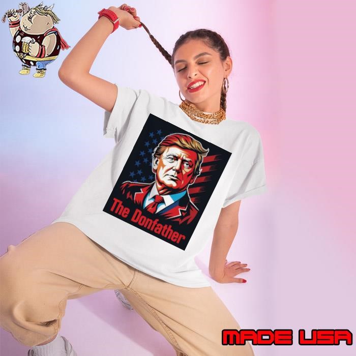 Trump The Donfather President American Flag Retro Ladies tee