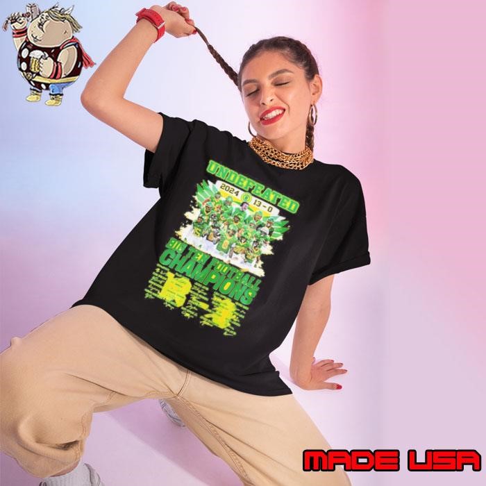 Undefeated 13-0 Oregon Ducks Teams 2024 Big Ten Football Champions Signatures Ladies tee