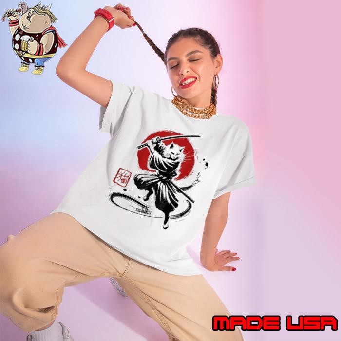 Vintage Samurai Cat Ukiyo E Graphic Japanese Anime Art Ladies tee