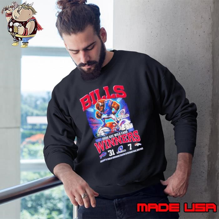 Buffalo Bills 2025 AFC Wild Card Winner Beat Denver Broncos 31 7 Mascot Sweatshirt