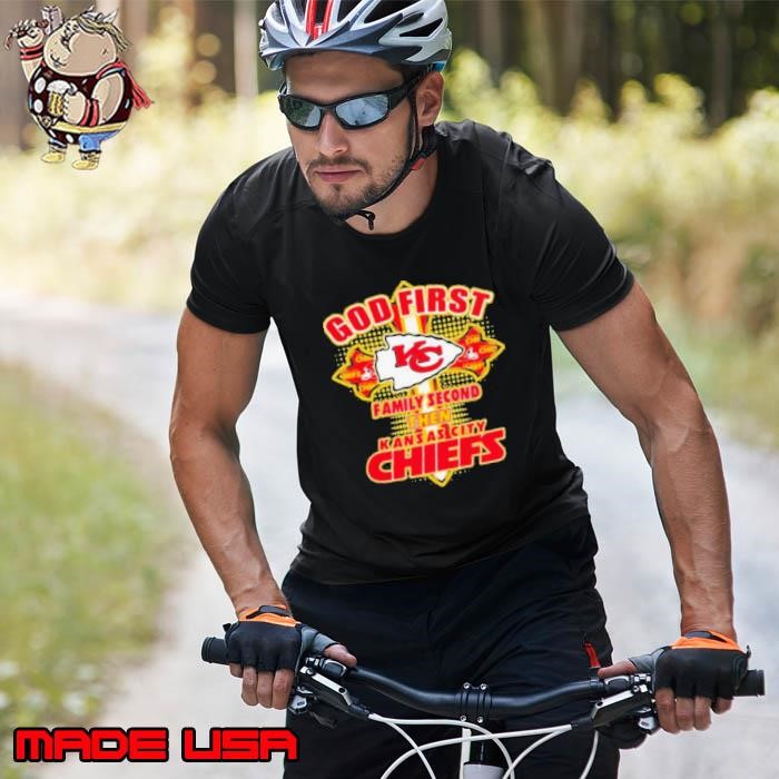 Cross god first family second then Kansas City Chiefs football graphic Unisex