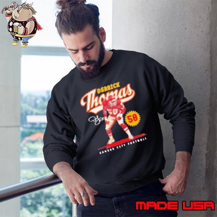 Derrick Thomas #58 Kansas City Chiefs Football script signature Sweatshirt