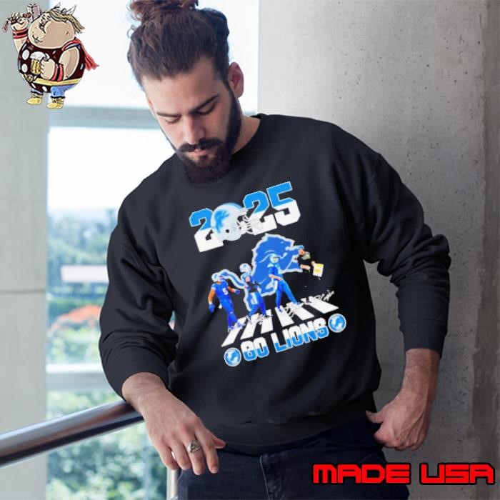 Detroit Lions 2025 players signatures go Lions Sweatshirt