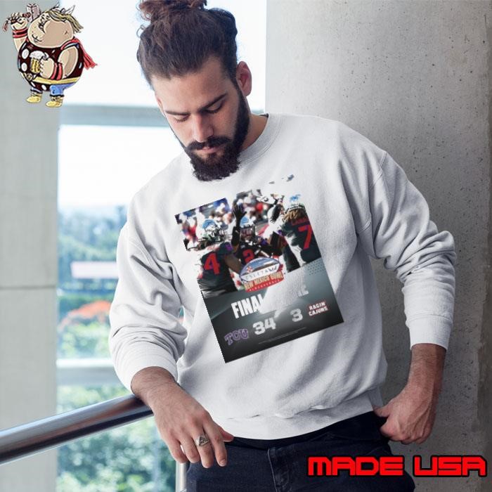 Final Score TCU Horned Frogs Vs Louisiana Ragin Cajuns 34 3 Score New Mexico Bowl Riff Ram Bah Zoo Poster Sweatshirt