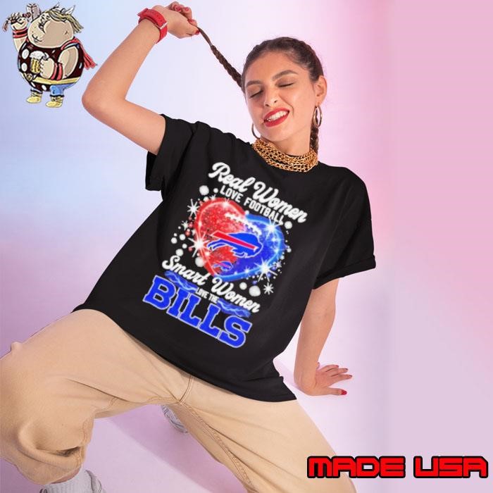 Heart real women love football smart women love the Buffalo Bills colors Ladies tee