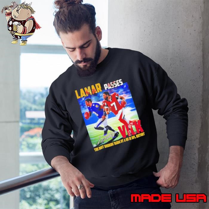 Lamar passes Vick the most rushing yards by a QB in NFL history Sweatshirt