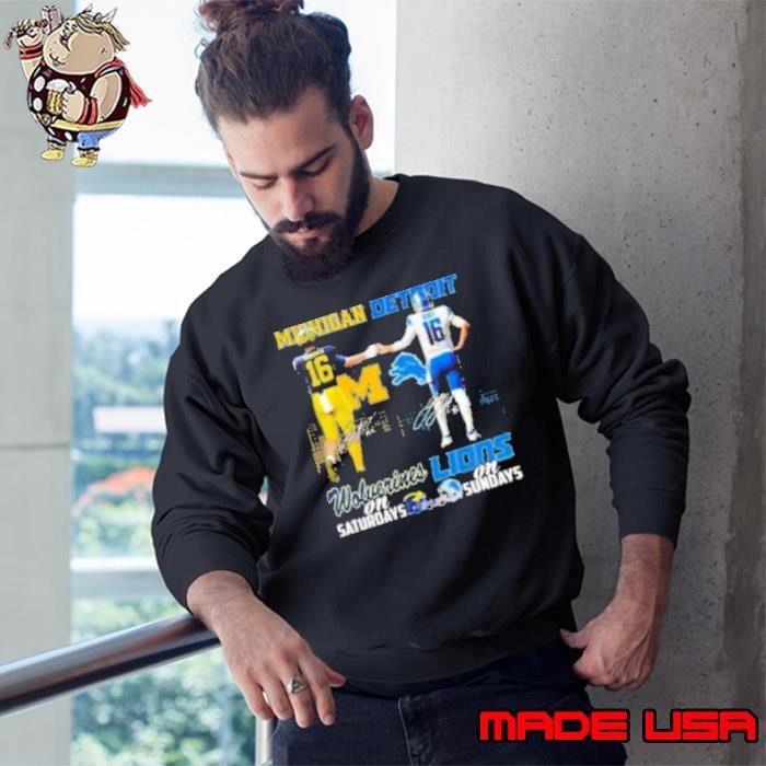Michigan Wolverines On Saturday And Detroit Lions On Sundays Signatures Skyline Sweatshirt