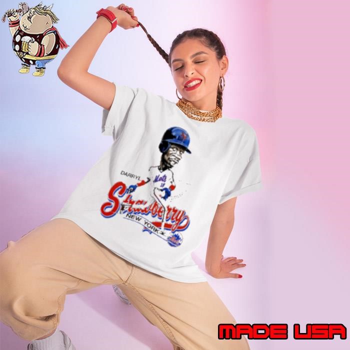 New York Mets Vintage 80s Darryl Strawberry cartoon vintage Ladies tee