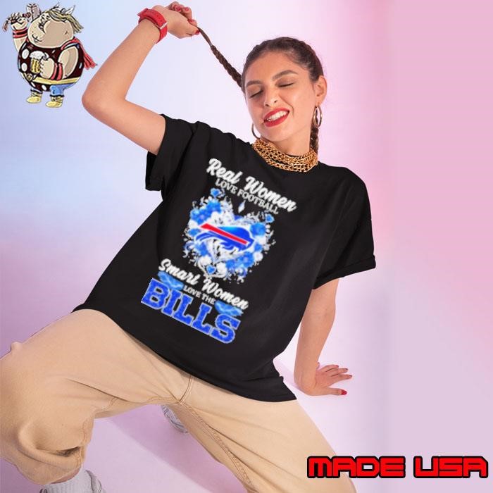 Real Women Love Football Smart Women Love The Buffalo Bills Ladies tee