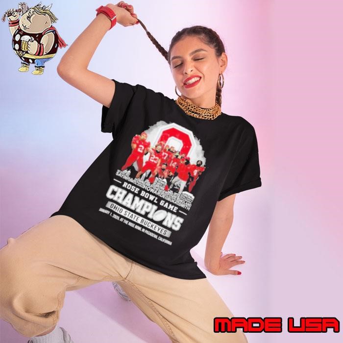 Rose Bowl Game Champions 2025 Ohio State Buckeyes Players Skyline Name Ladies tee