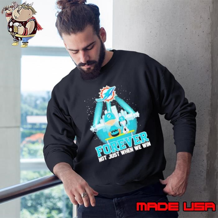 Skyline Snoopy and Charlie Brown forever not just when we win Miami Dolphins Sweatshirt