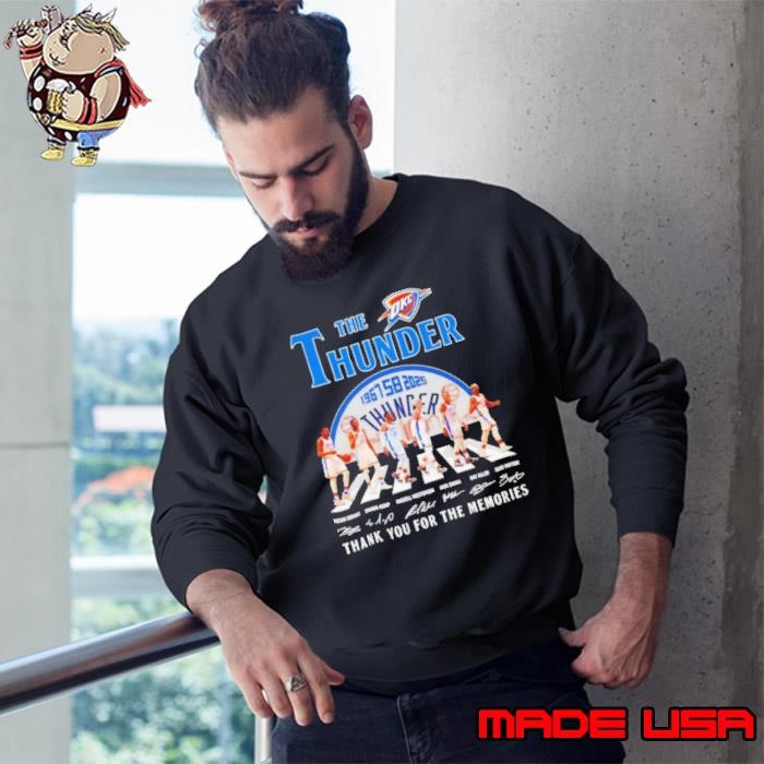 The Oklahoma City Thunder thank you for the memories stars abbey road signatures basketball Sweatshirt