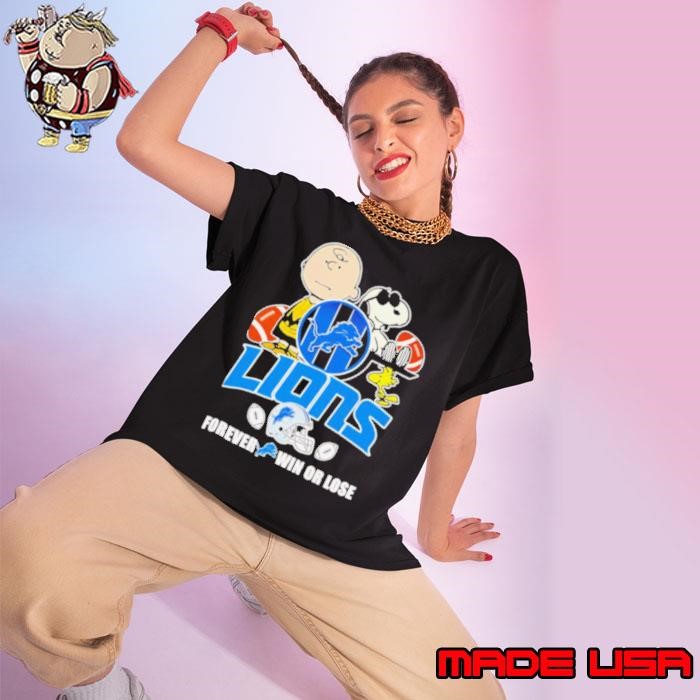 The Peanuts Detroit Lions forever win or lose football Ladies tee