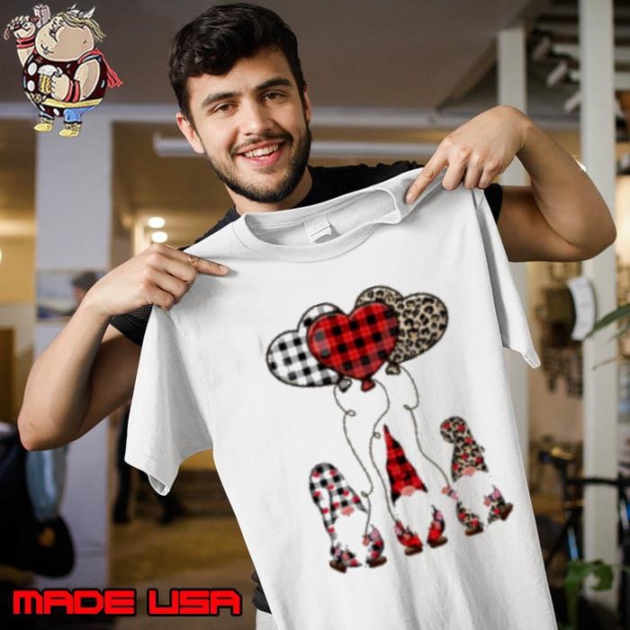 Three Gnomes Balloon Hearts Buffalo Plaid Leopard Valentines Unisex