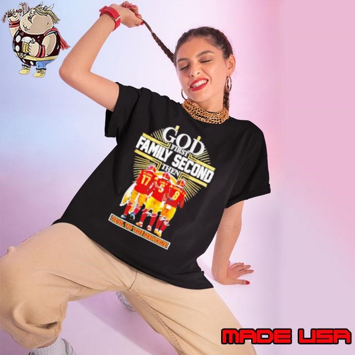 Washington Commanders god first family second then hail to the Redskins signature Ladies tee
