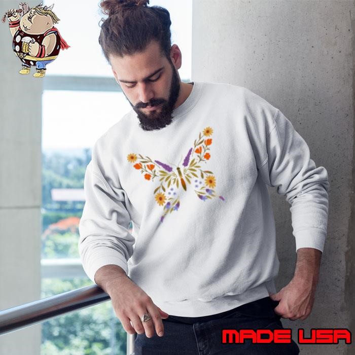 Butterfly illustration all the flowers are native to Eaton Canyon Sweatshirt