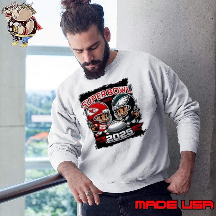 Cartoon Superbowl 2025 Chiefs vs Eagles Sweatshirt