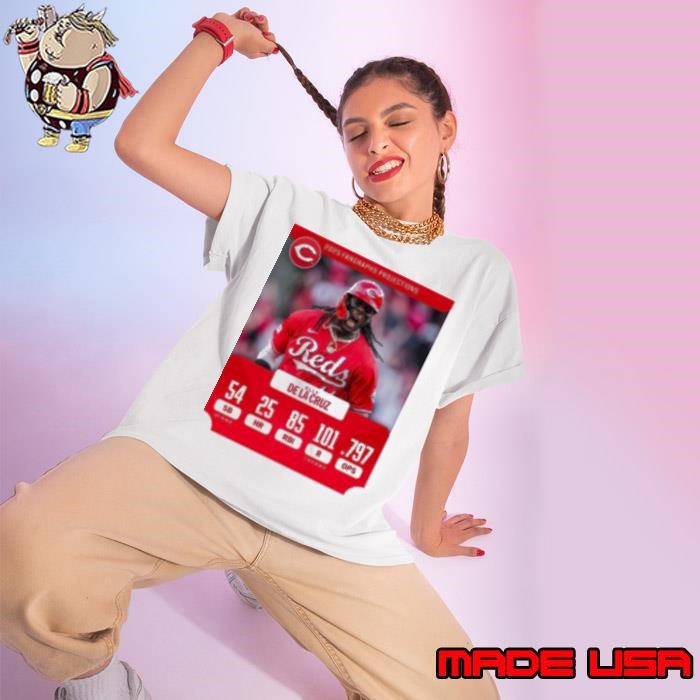 Cincinnati Reds Elly De La Cruz 2025 Fangraphs Projections 54 SB 25 HR 85 RNI Ladies tee