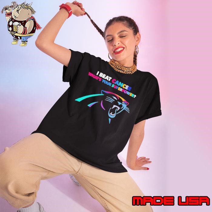 I beat cancer what’s your superpower Carolina Panthers Ladies tee