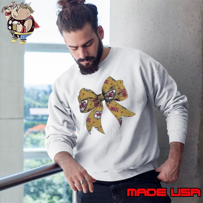 Kansas City Chiefs Coquette Bow Glitter Logo T Sweatshirt