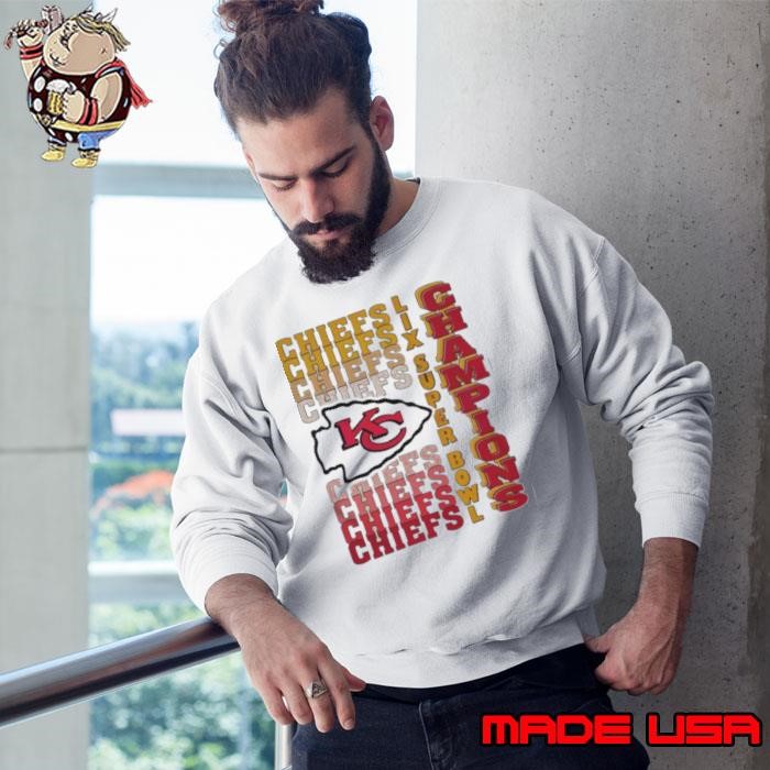 Kansas City Chiefs Gradient Wordmark Lix Super Bowl Champions T Sweatshirt