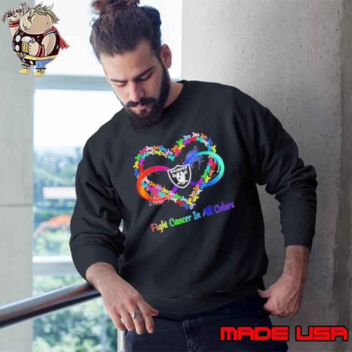 Las Vegas Raiders Heart Fight Cancer in All Colors Sweatshirt