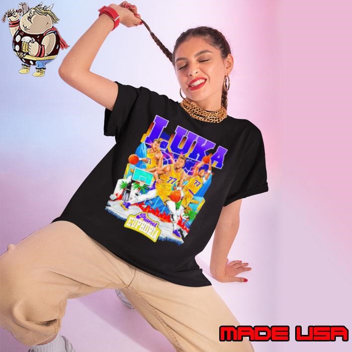 Luka Doncic Los Angeles Lakers basketball lightning cartoon Ladies tee