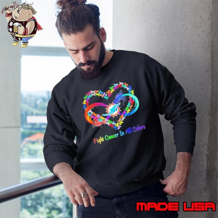 Miami Dolphins Heart Fight Cancer in All Colors Sweatshirt